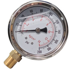 MANOMETRO 0 A 200 PSI CONEXION 1/4" (ROSCA MACHO) PARAZZINI